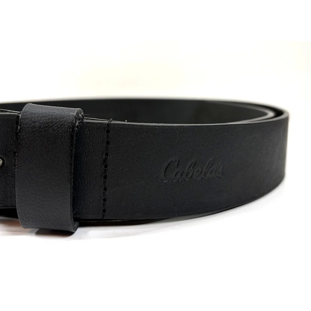 CABELAS Black BUFFALO LEATHER Belt Full Grain Roughneck 38